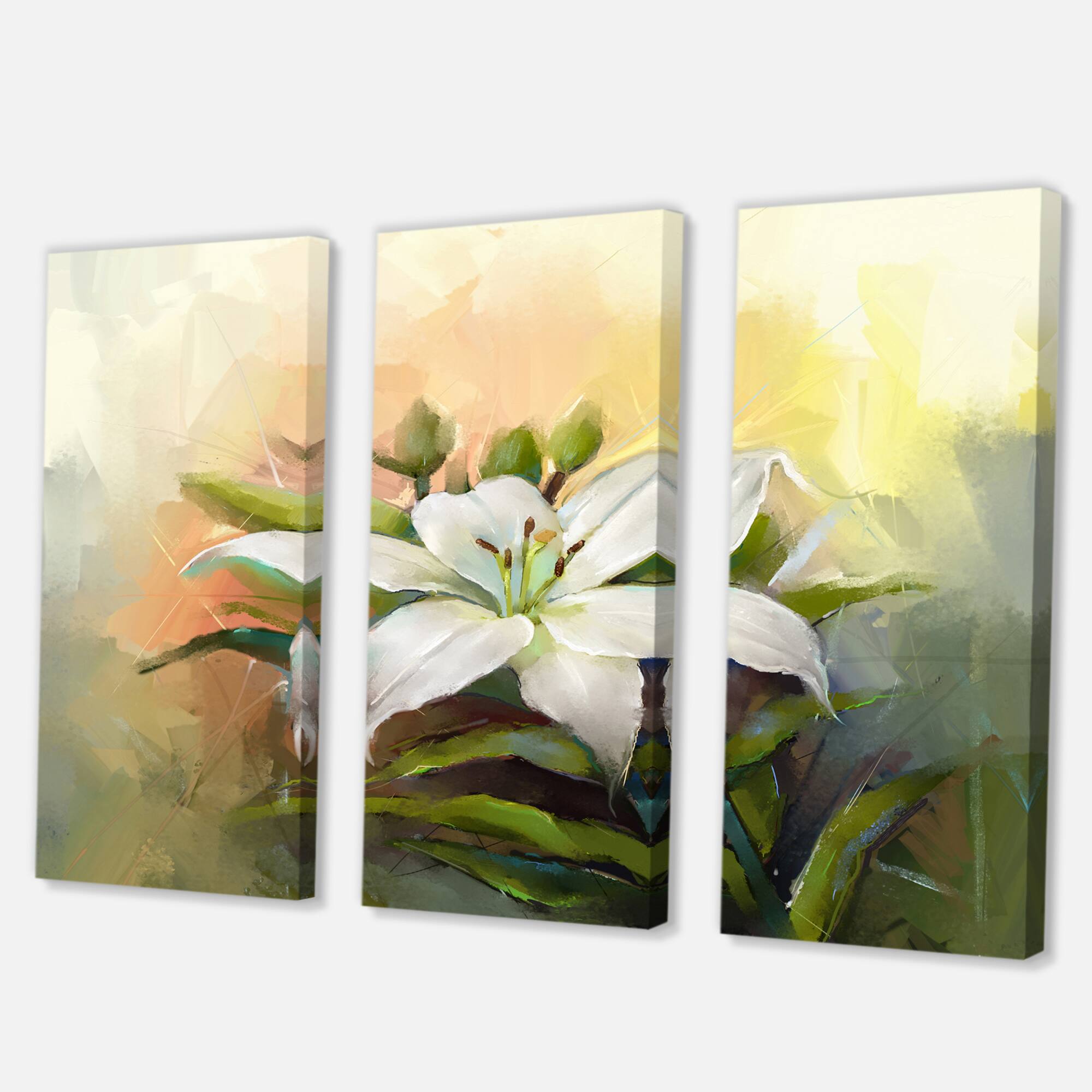 Designart - White Lily Flower Oil Painting